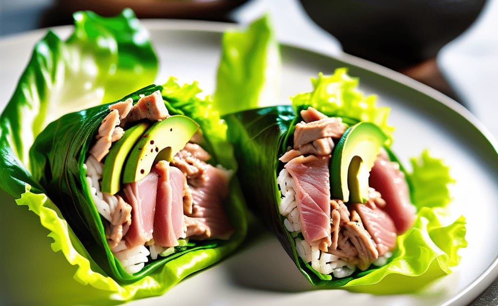 Wrap de Alface com Atum e Abacate